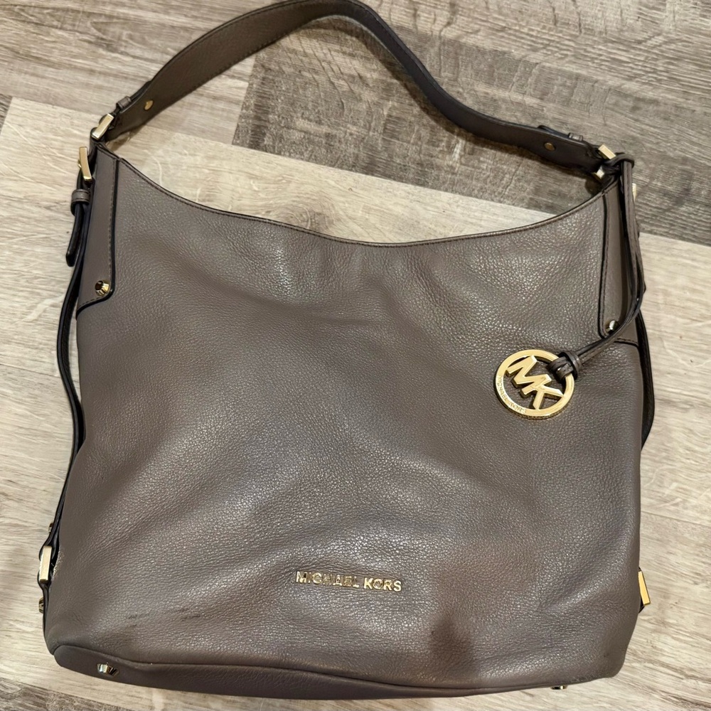 Michael Kors Gray Hobo Bag with Gold Accents